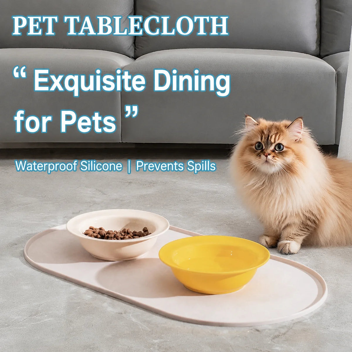Pet Food Mat Compatible with Cat/Dog Bowls Cat Feeding Mat with Non-Slip Waterproof Design Households Dog Owners